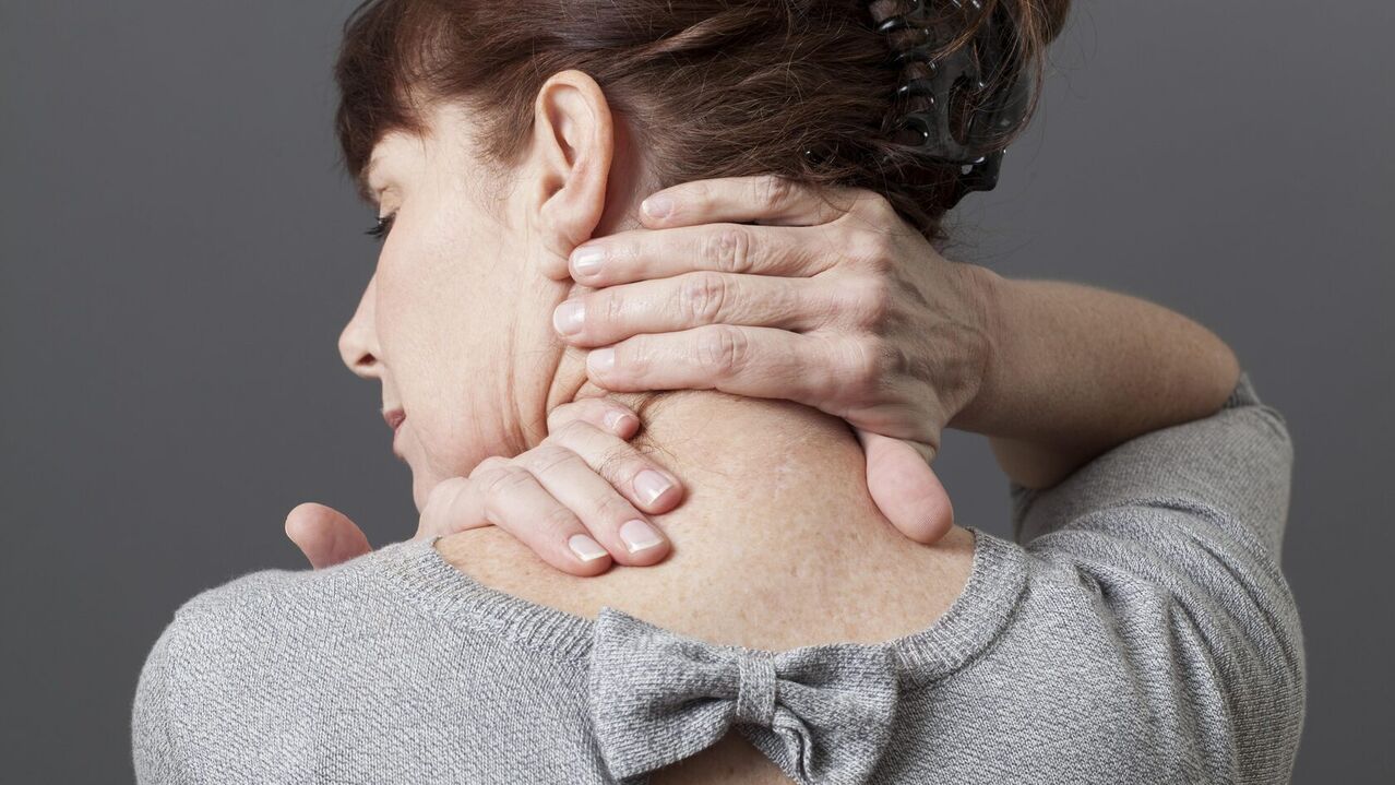 Osteochondrosis of the cervical spine, which causes neck pain. 